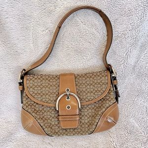 Trendy Y2K Vintage Coach Canvas & Leather Rounded Shoulder Bag
